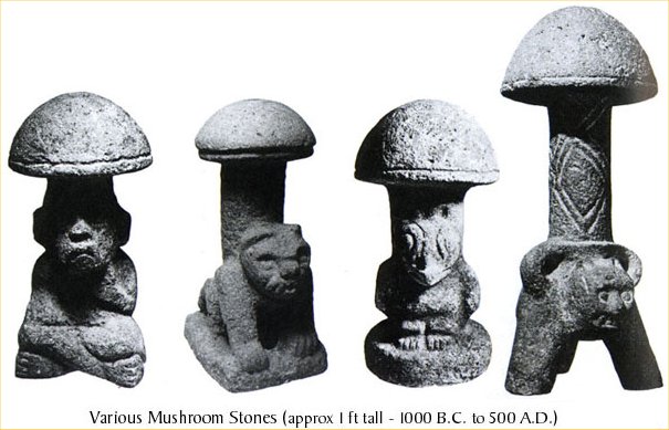 Statues Maya dont on pense qu&rsquo;elles font référence aux champignons « hallucinogènes », utilisés lors de cultes religieux.