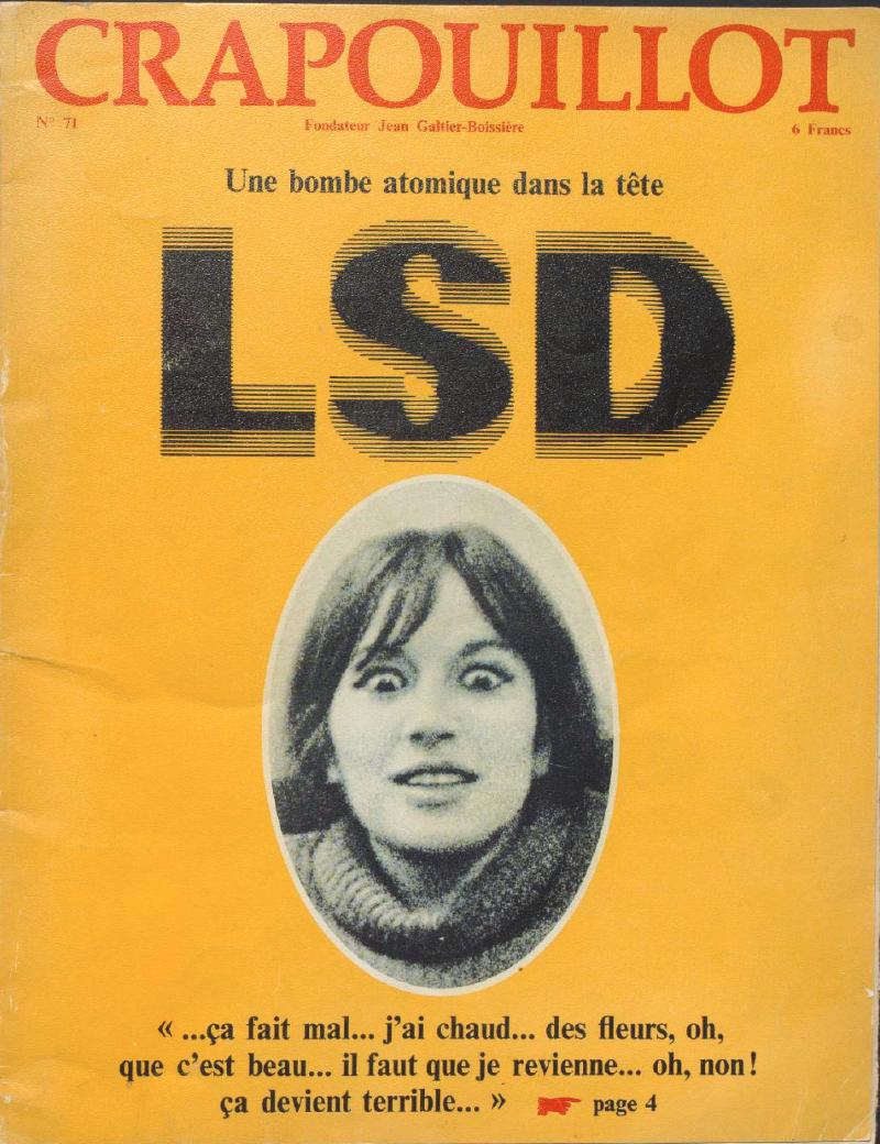 Numéro spécial LSD de Crapouillot, journal satirique de droite, photographié par Zoë Dubus dans son article sur la panique morale en France.